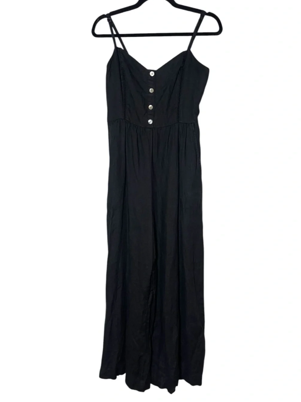 Madewell Black Cami Wide Leg Jumpsuit Size 4 Boho Western preppy linen